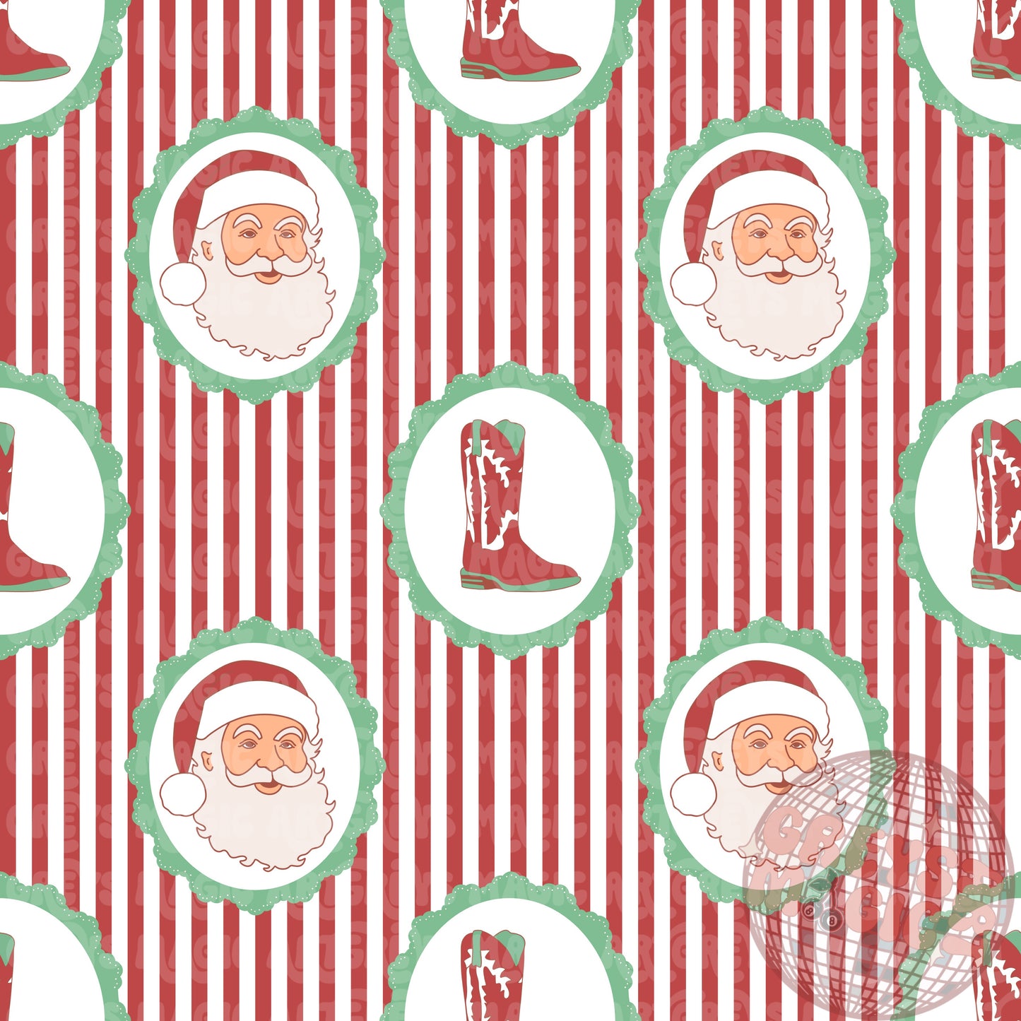 Western Santa Stripes Seamless File