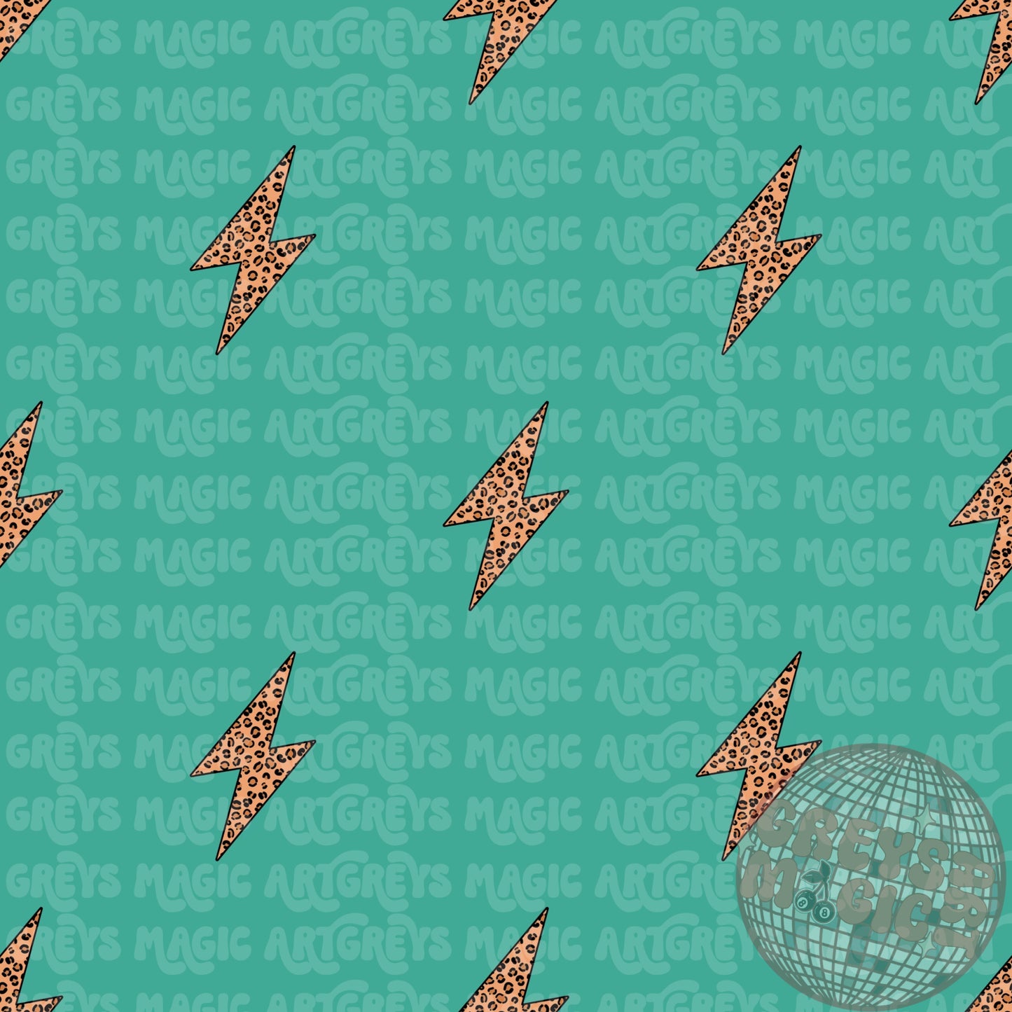 Teal Cheetah Lightening Bolt Seamless File