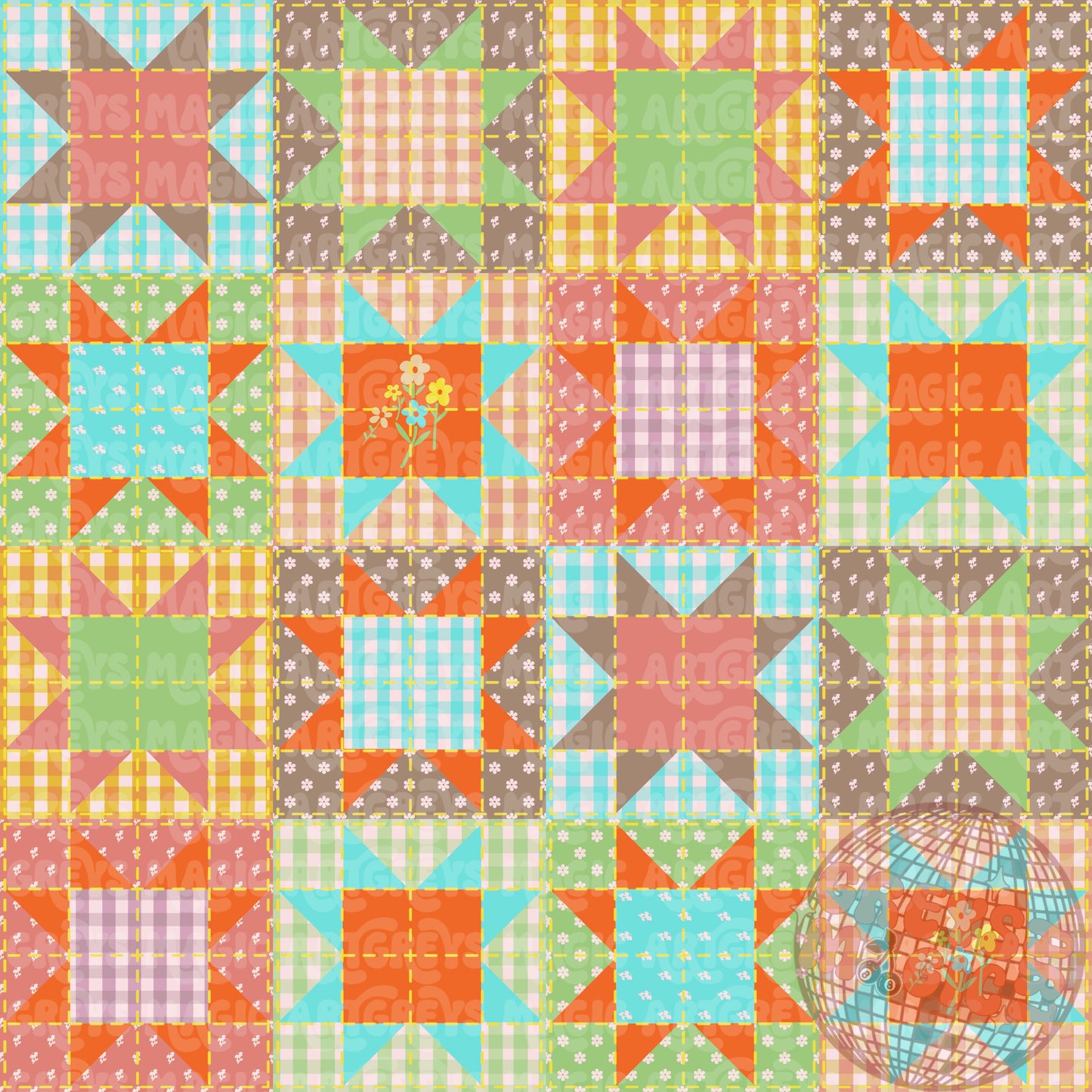 Muted Granny Patches Quilt Seamless File