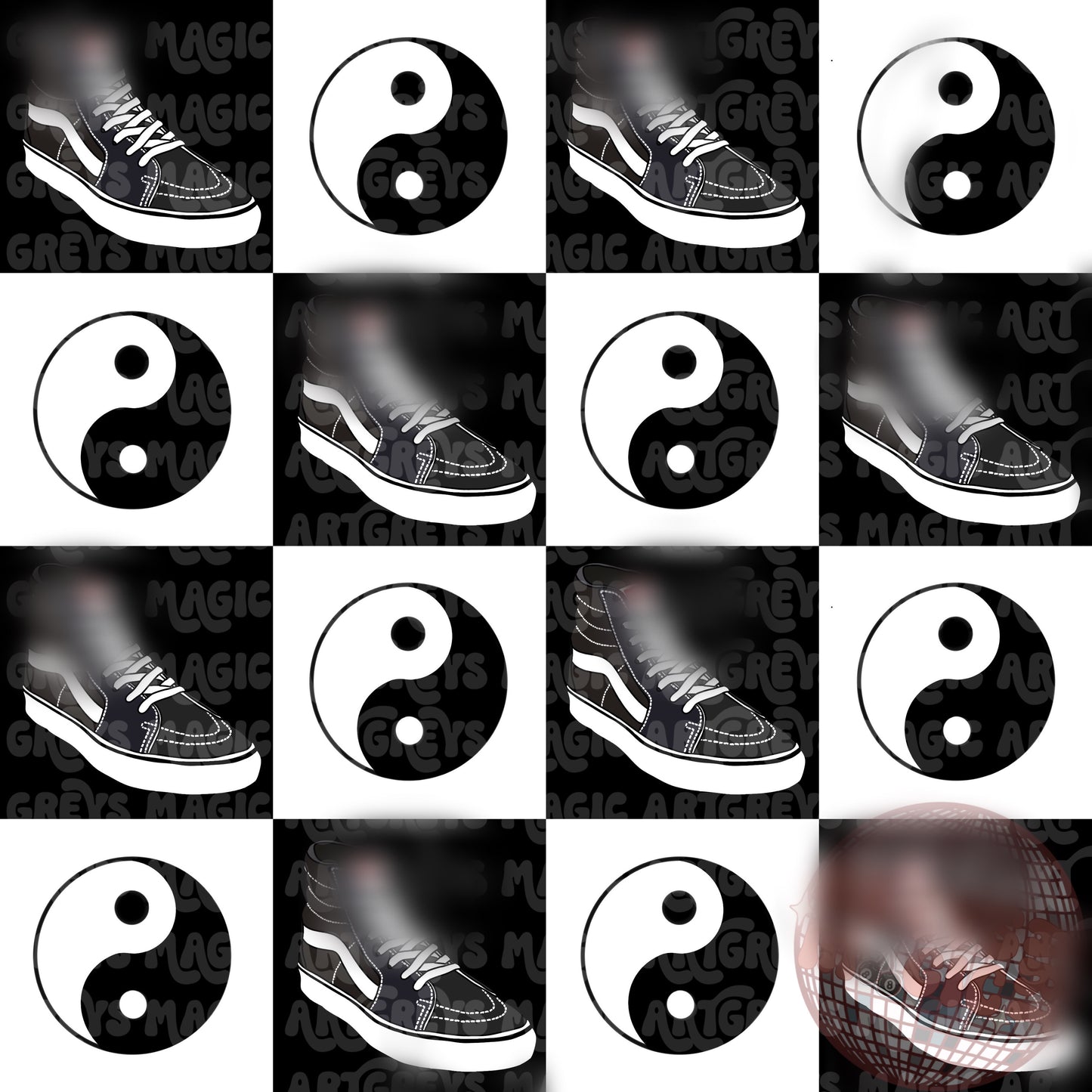 Checkered Yinyang Skater Shoes Seamless File
