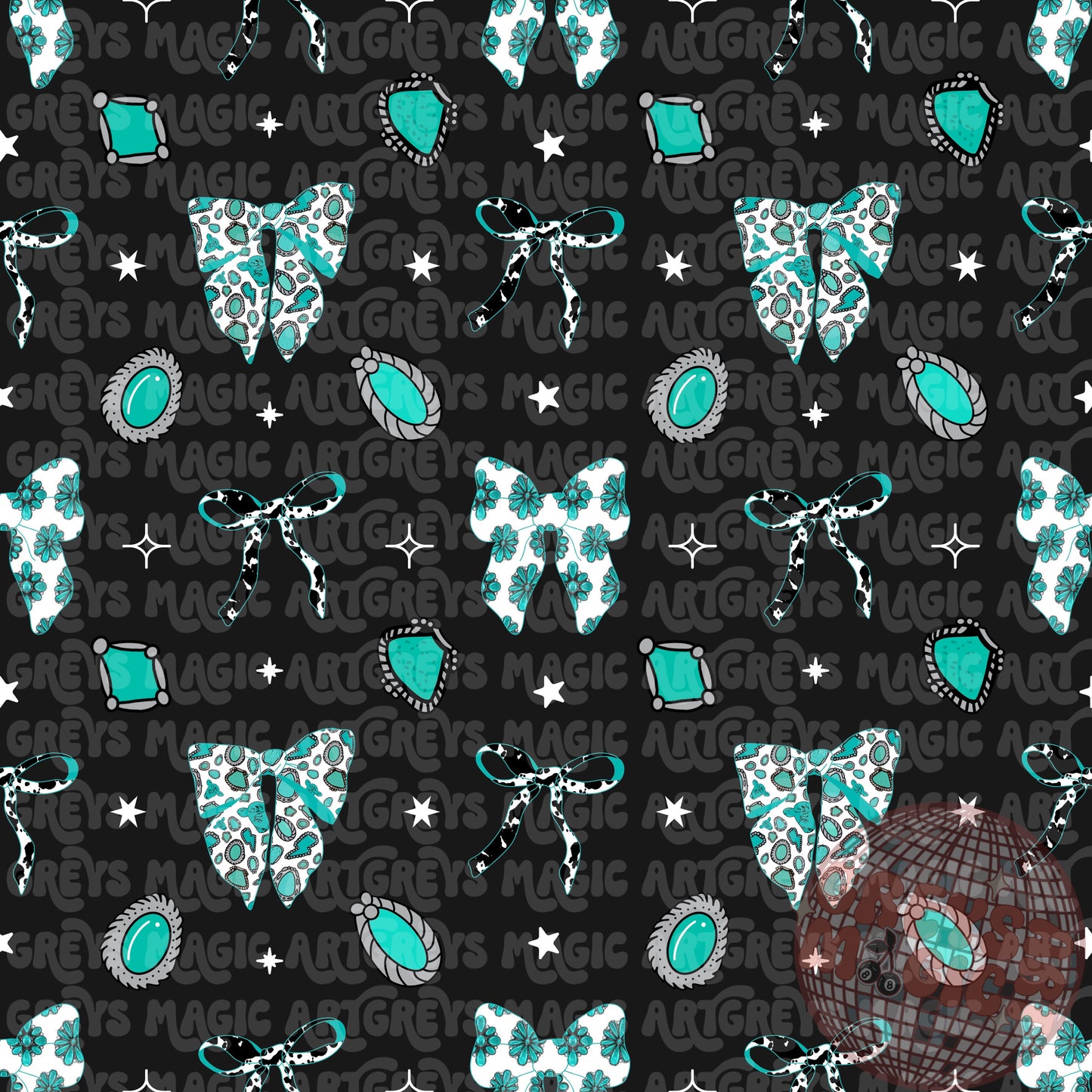 Turquoise Western Bows And Conchos Seamless File