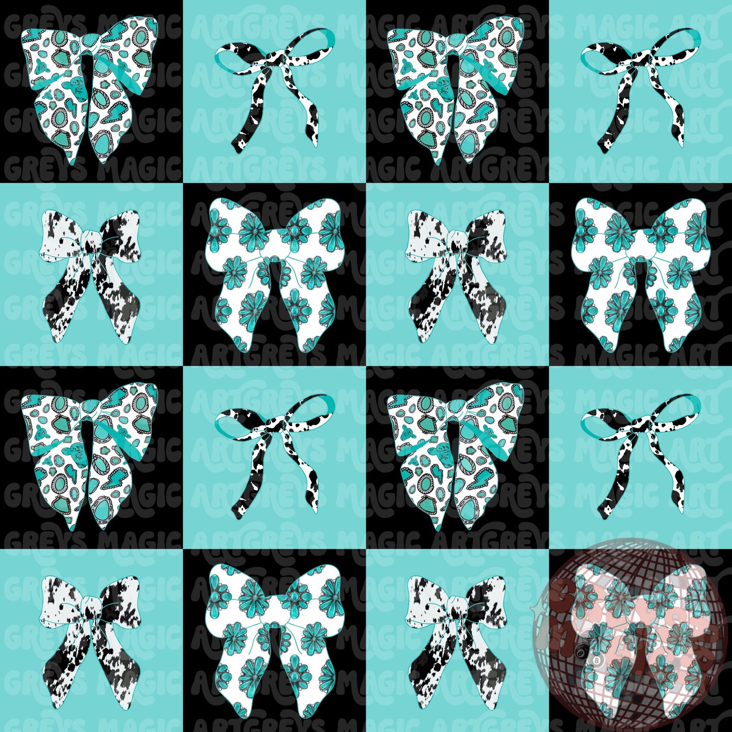 Blue And Black Checkered Western Bows Seamless File