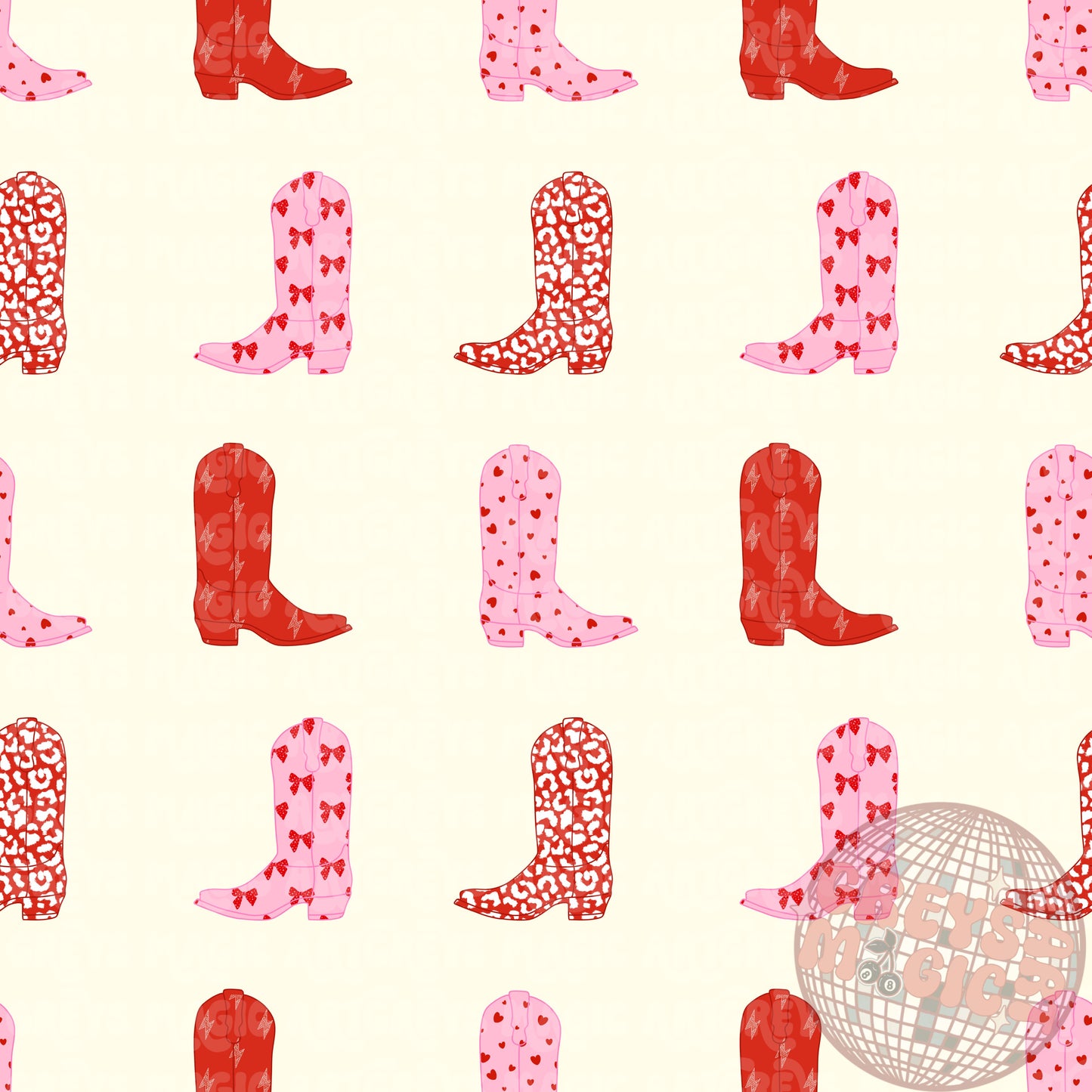 Valentines Cowgirl Boots Seamless File