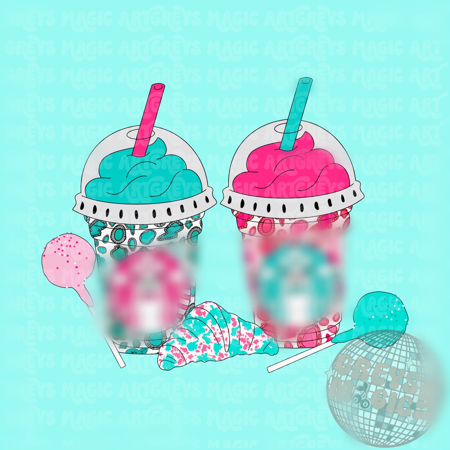 Cotton Candy Colored Western Starbies PNG
