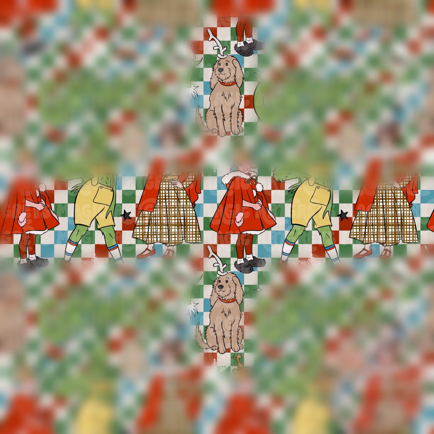 Green Mean Man Christmas Checkered Seamless File