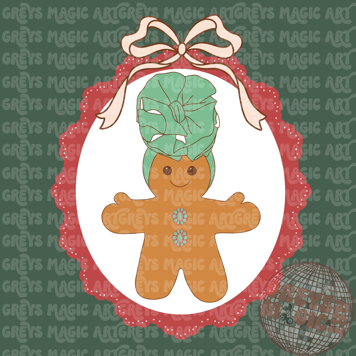 Big Bow Gingerbread Lady PNG