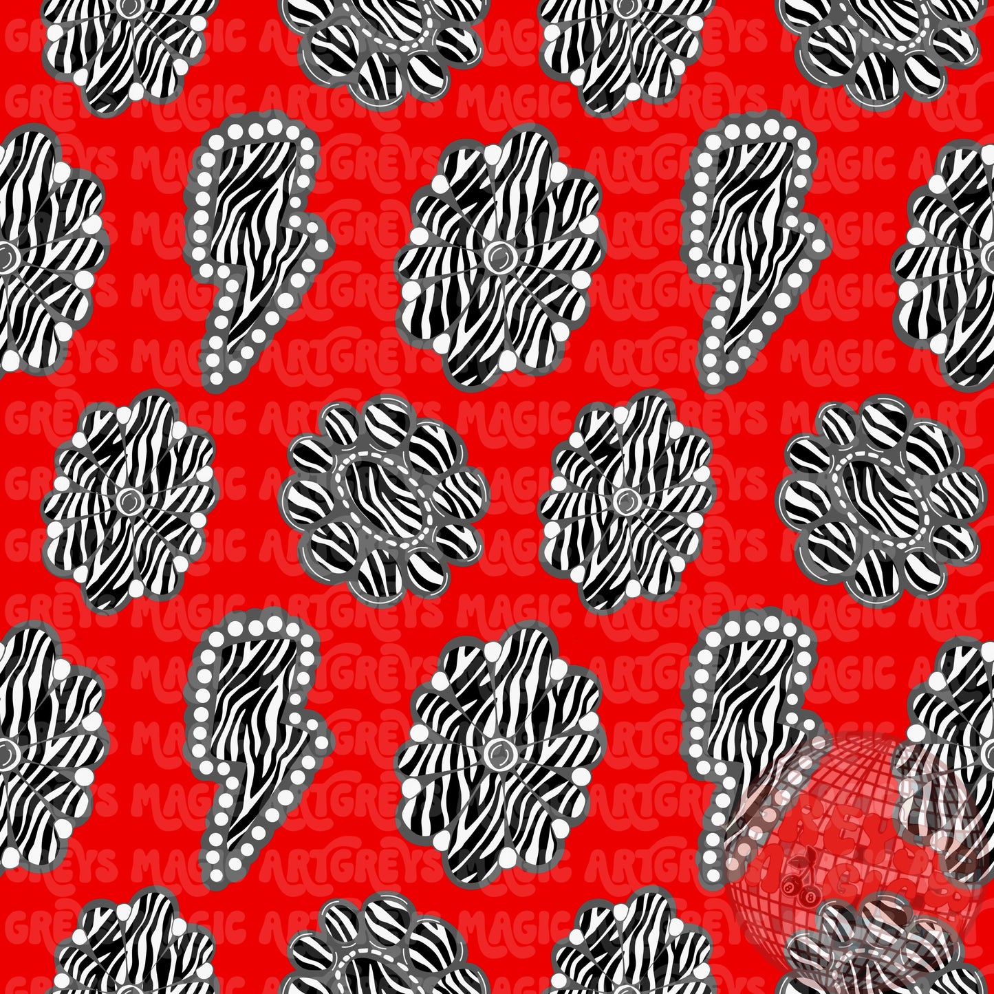 Zebra Conchos Over Red Seamless File