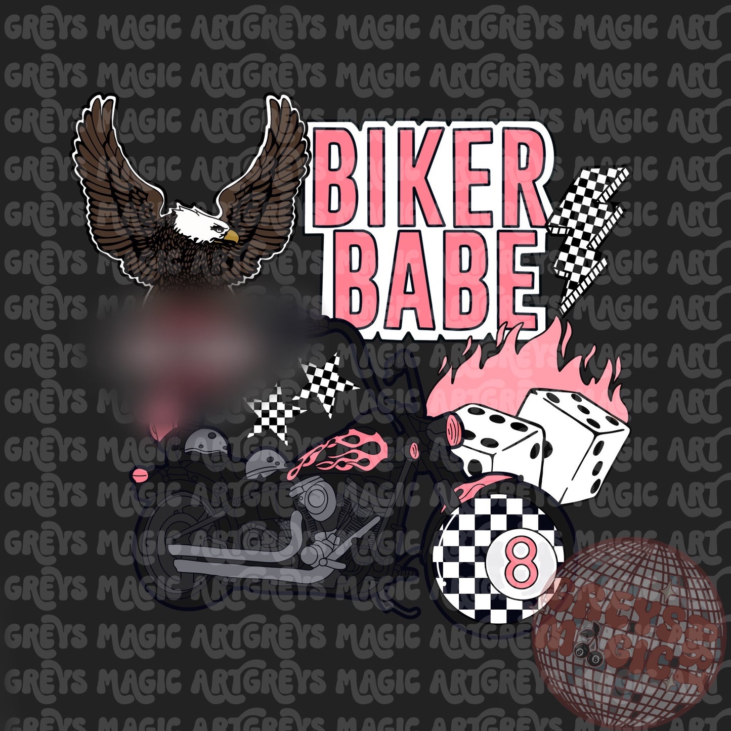 Pink Biker Babe Mash Up PNG