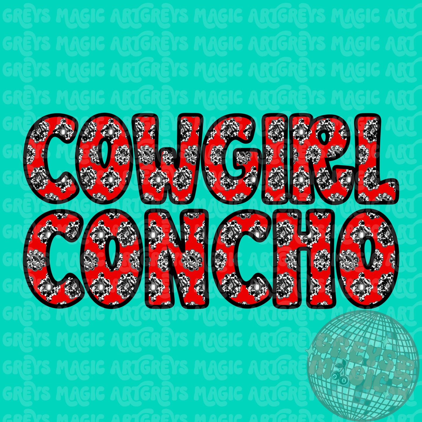 Concho Cowgirl Red Cowprint PNG