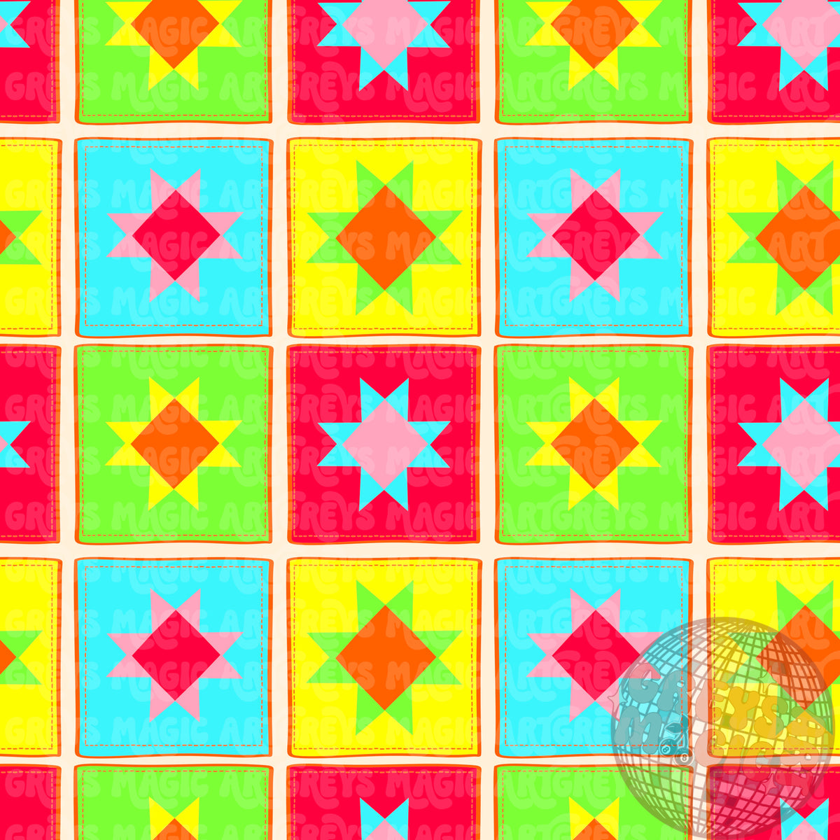 Neon Triangle Square Patches Seamless File