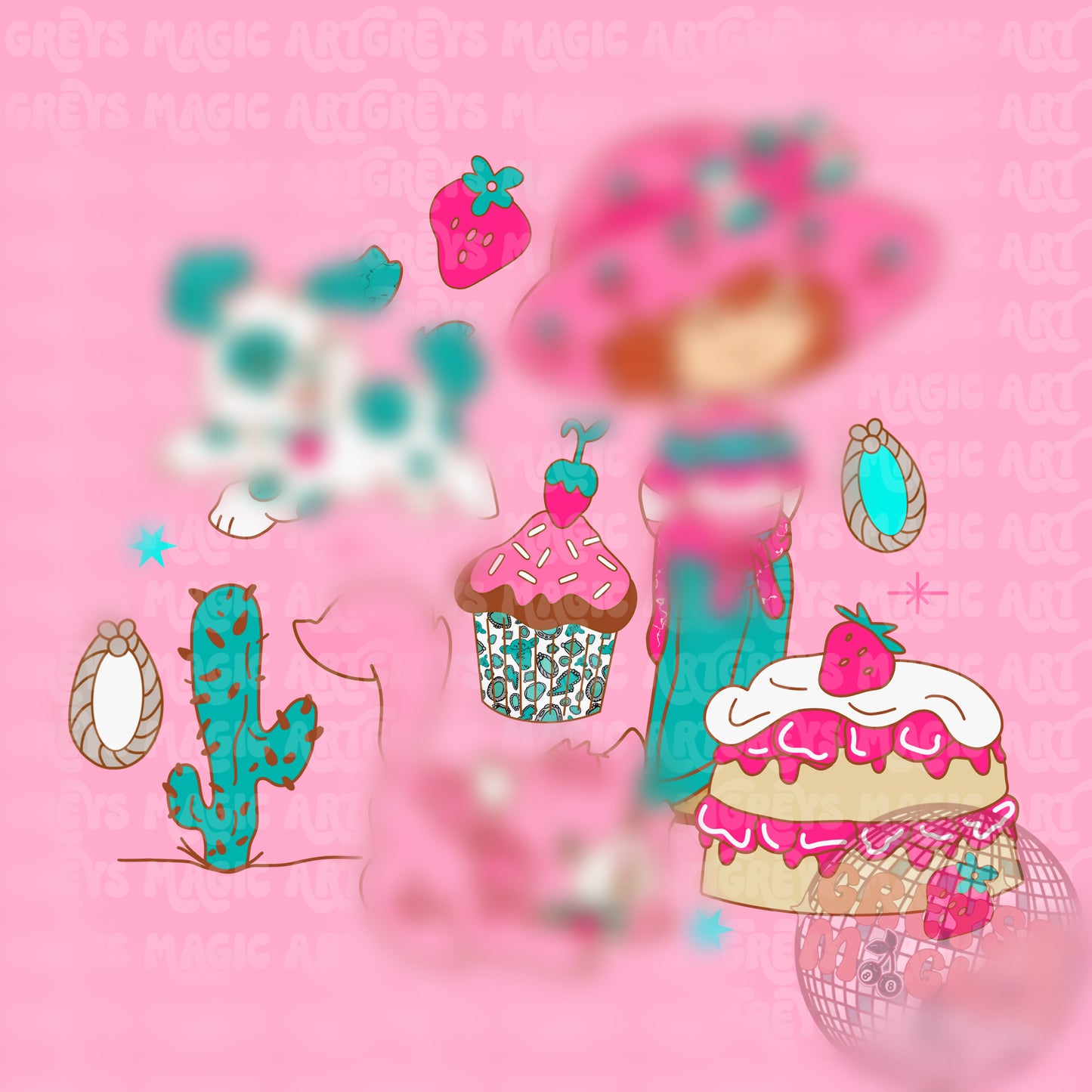 Western Strawberry Cake Girl PNG