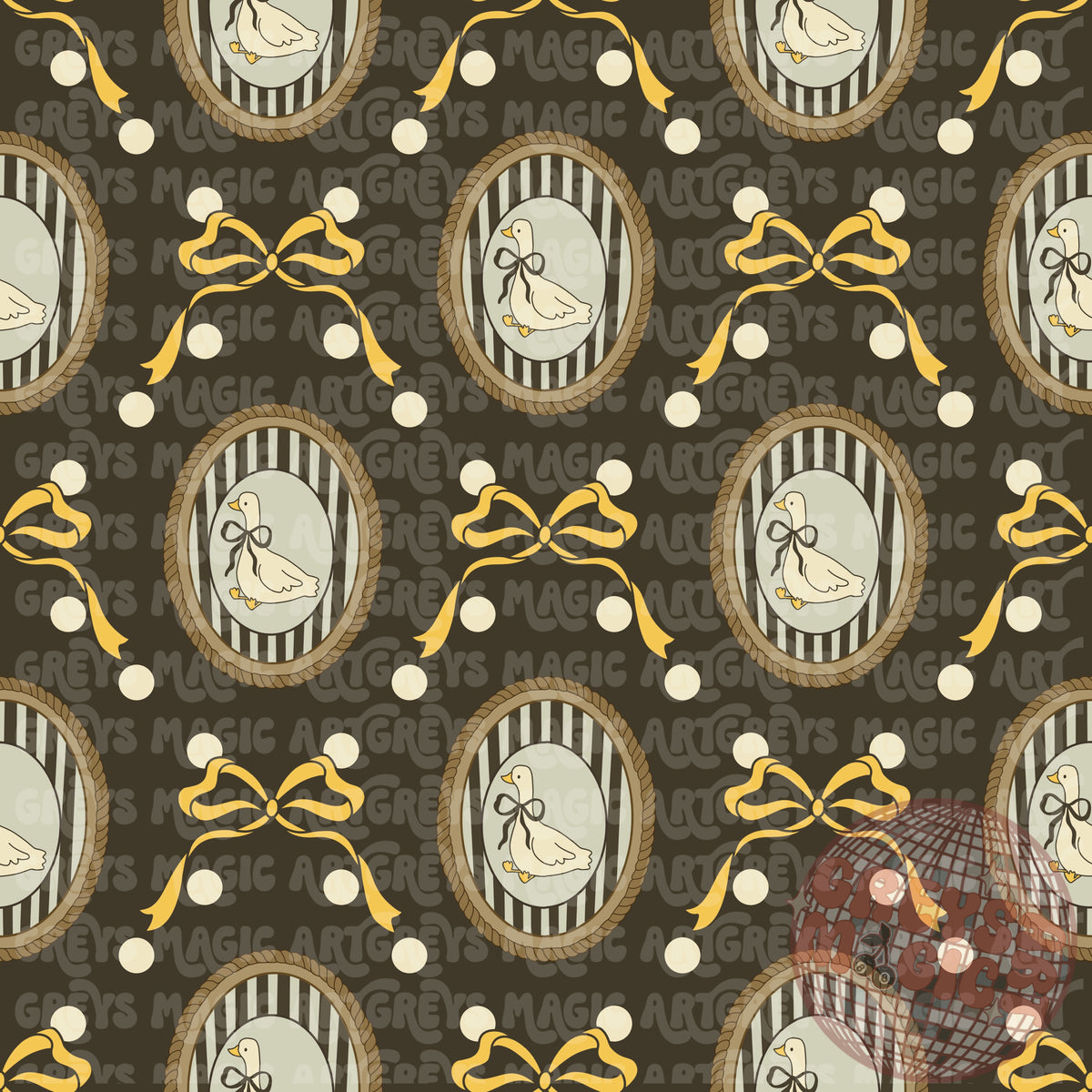 Vintage Goose Mirror And Bow Diamond Seamless File