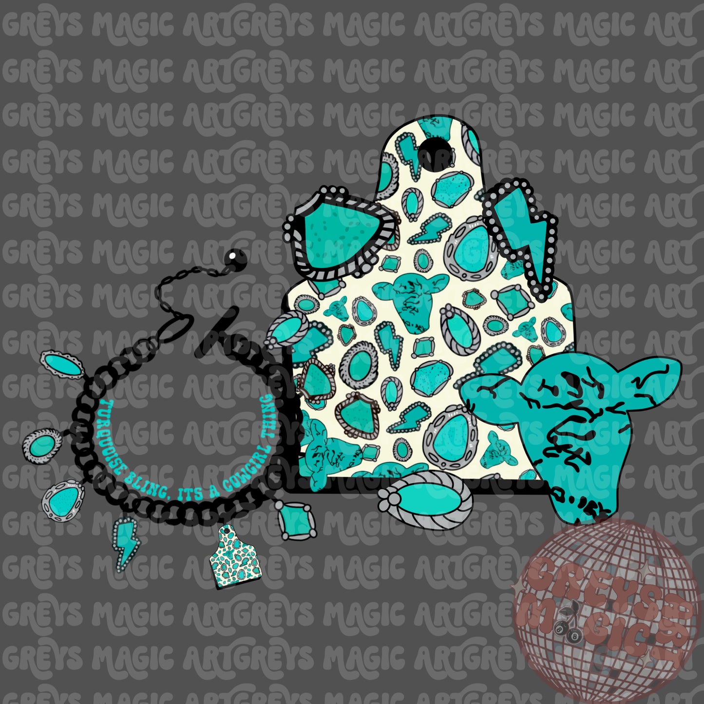 Western Bracelet Cow Tag Mashup PNG