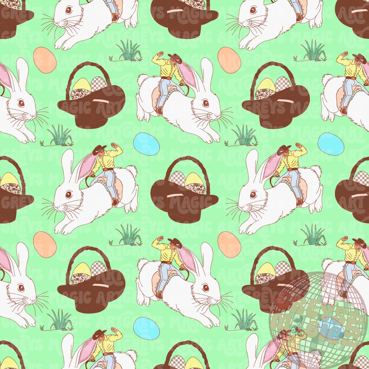 Cowboy Easter Bunny Seamless File
