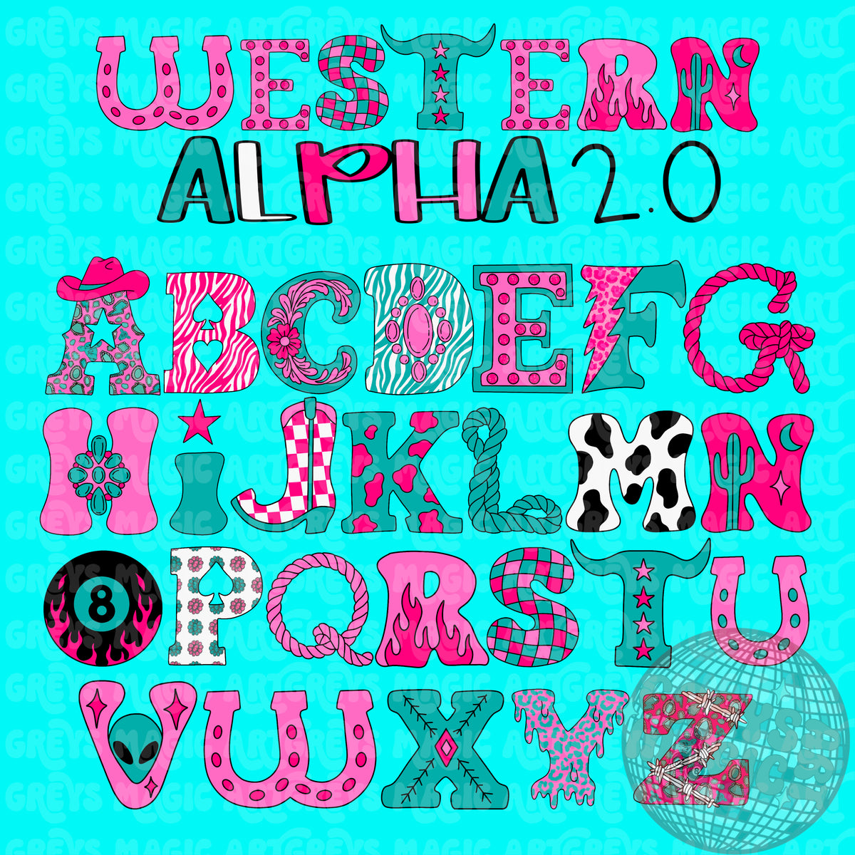 Western Alpha 2.0 Colored In Alphabet