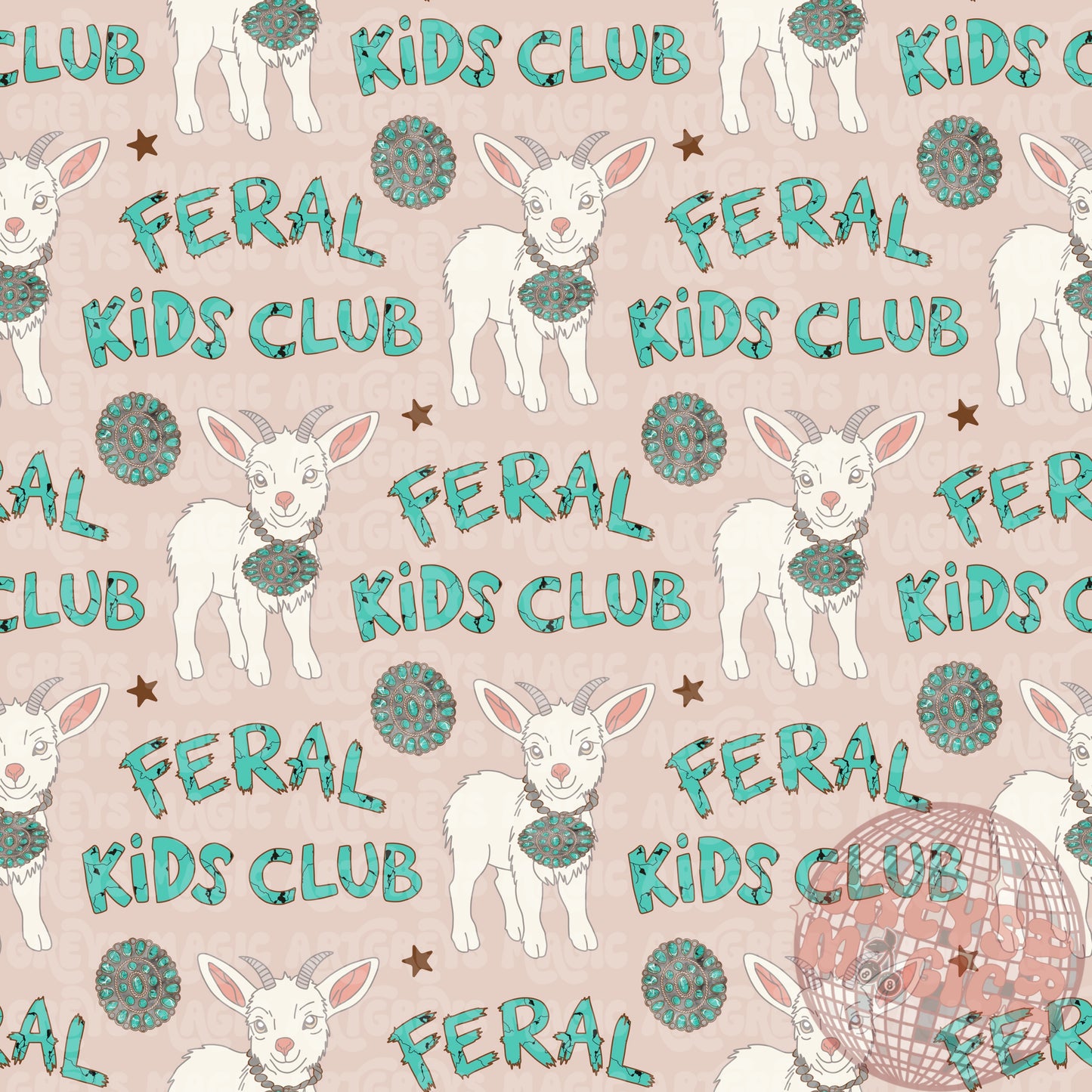 Girl Feral Kids Club Goat Seamless File