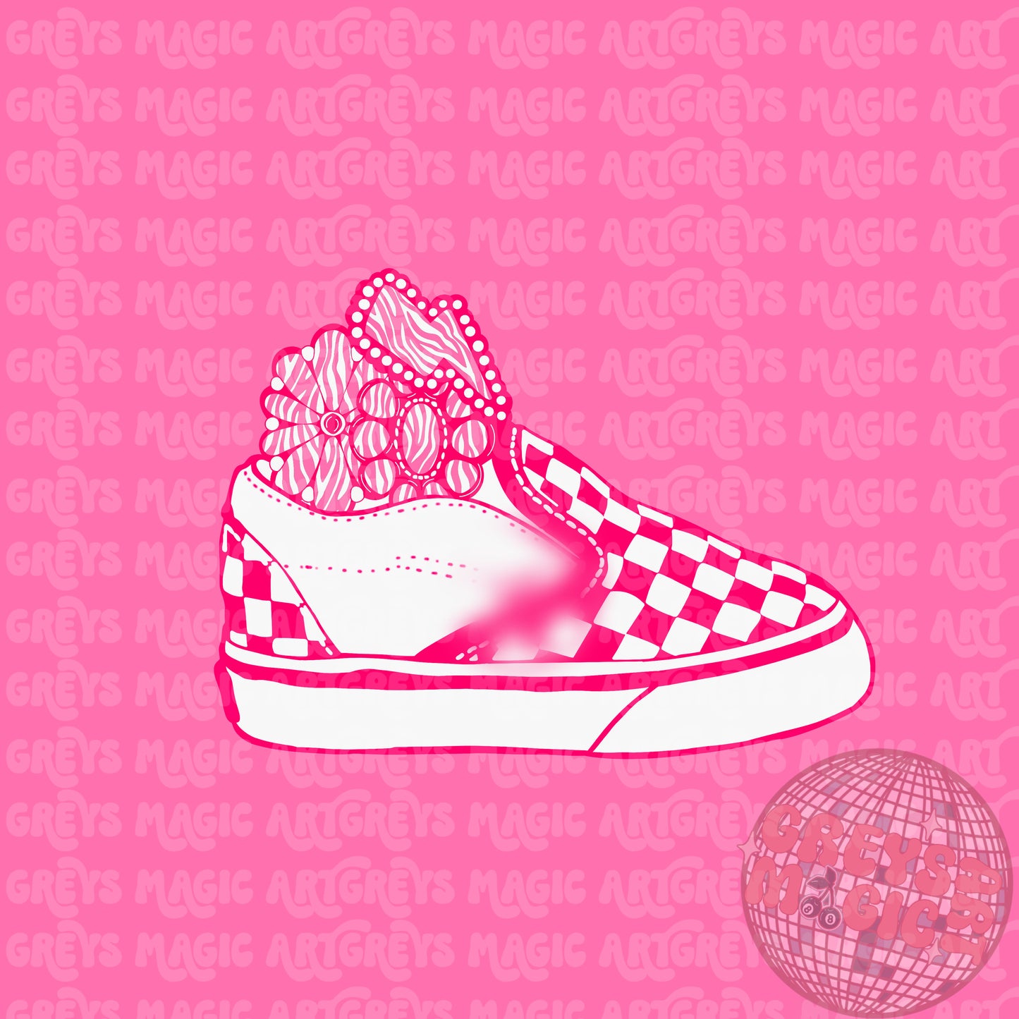 Pink Checkered Concho Shoe PNG