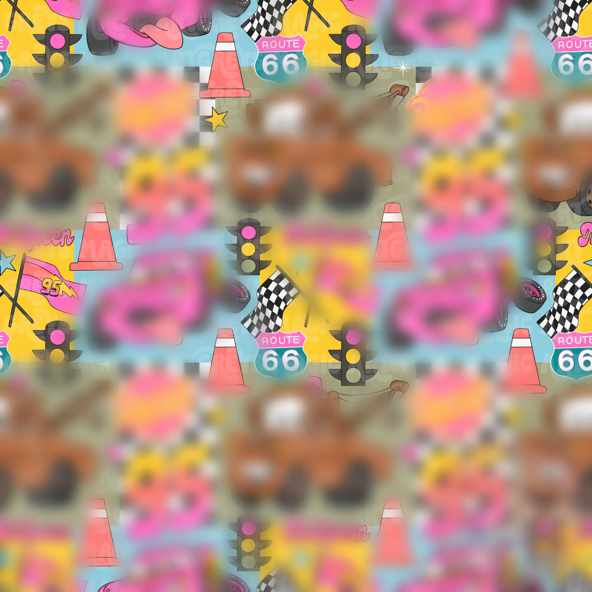 Girl Pink Cars Seamless File