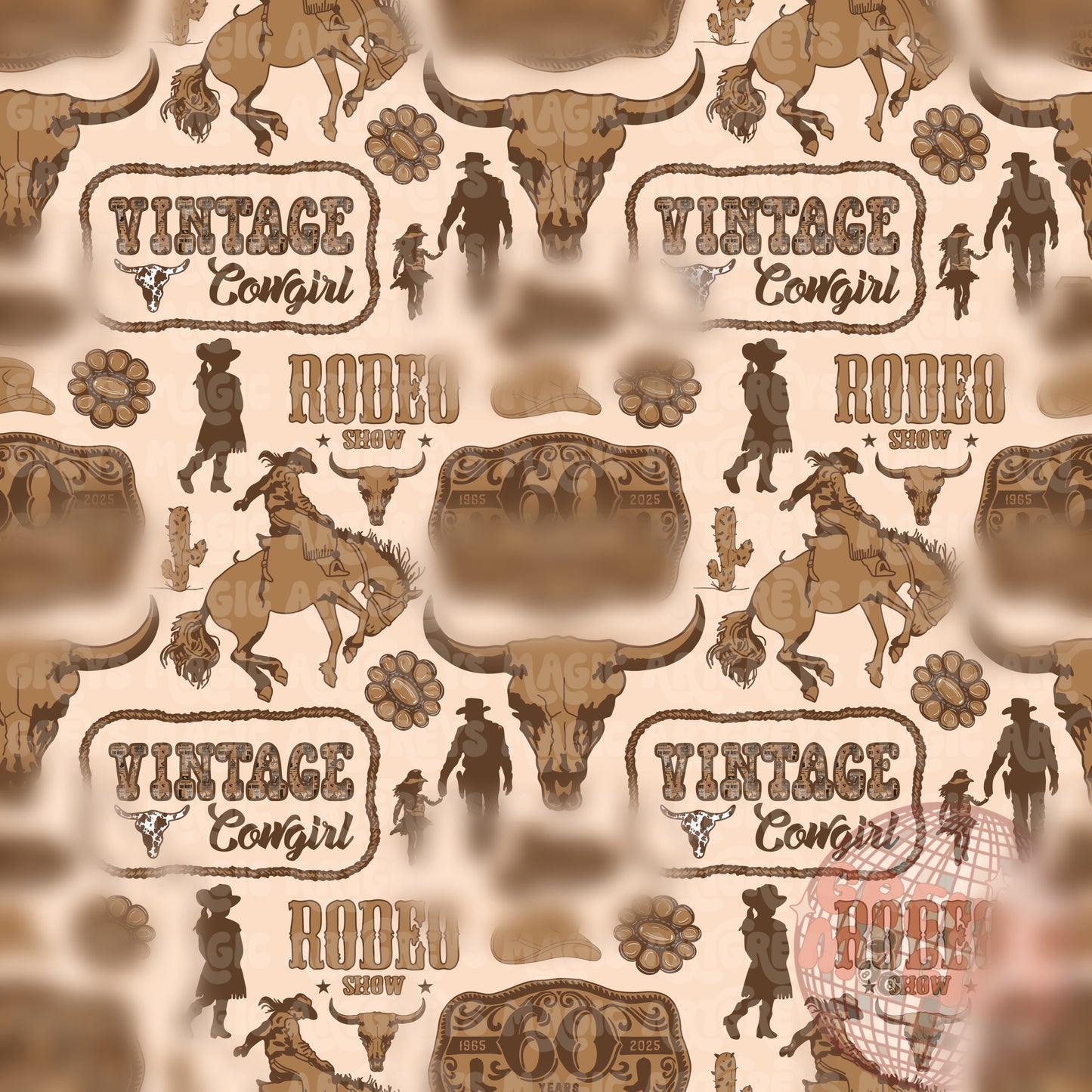 Cream Vintage Cowgirl Western Seamless File