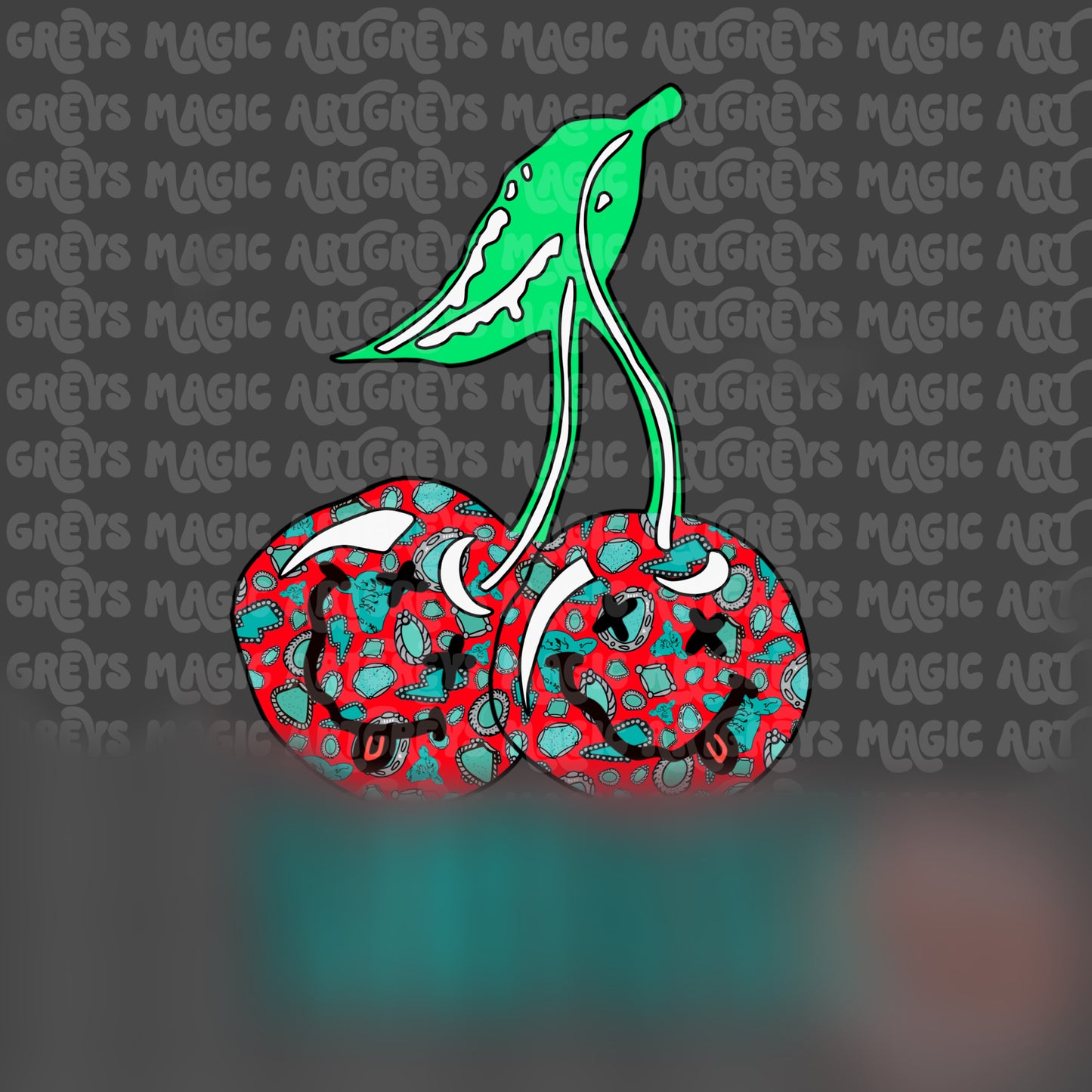 Western Concho Smiley Face Cherry Band PNG