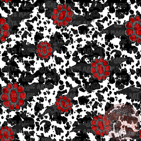 Red Concho Bats Cowprint Seamless File