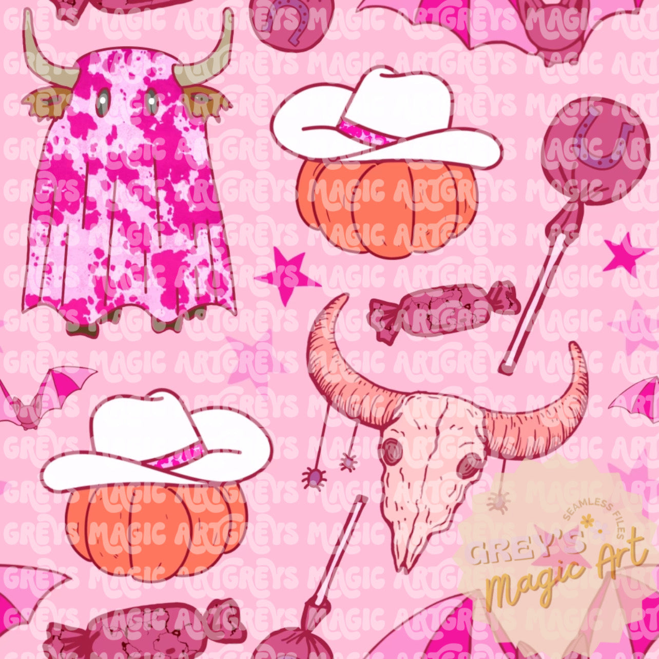 Pink Howdy Pumpkin Seamless File