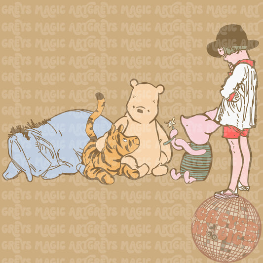 Vintage Bear & Friends PNG