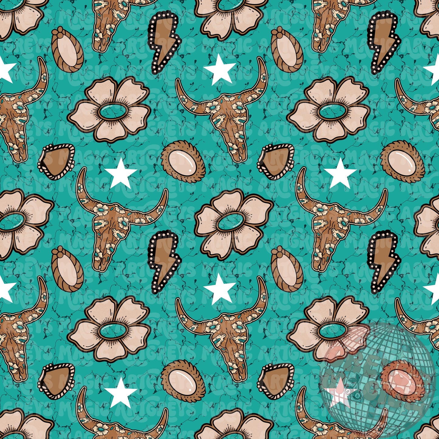 Punchy Longhorn Conchos Turquoise Stone Seamless File