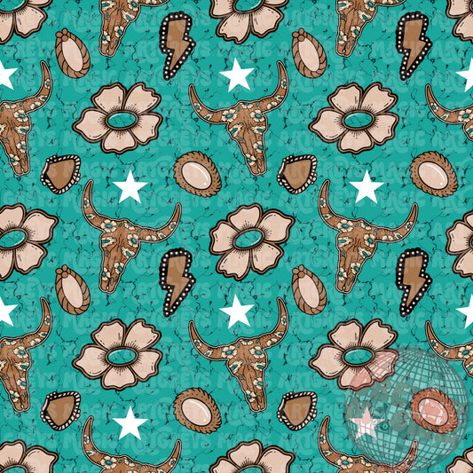Punchy Longhorn Conchos Turquoise Stone Seamless File