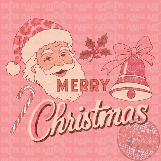 Pink Vintage Merry Christmas PNG