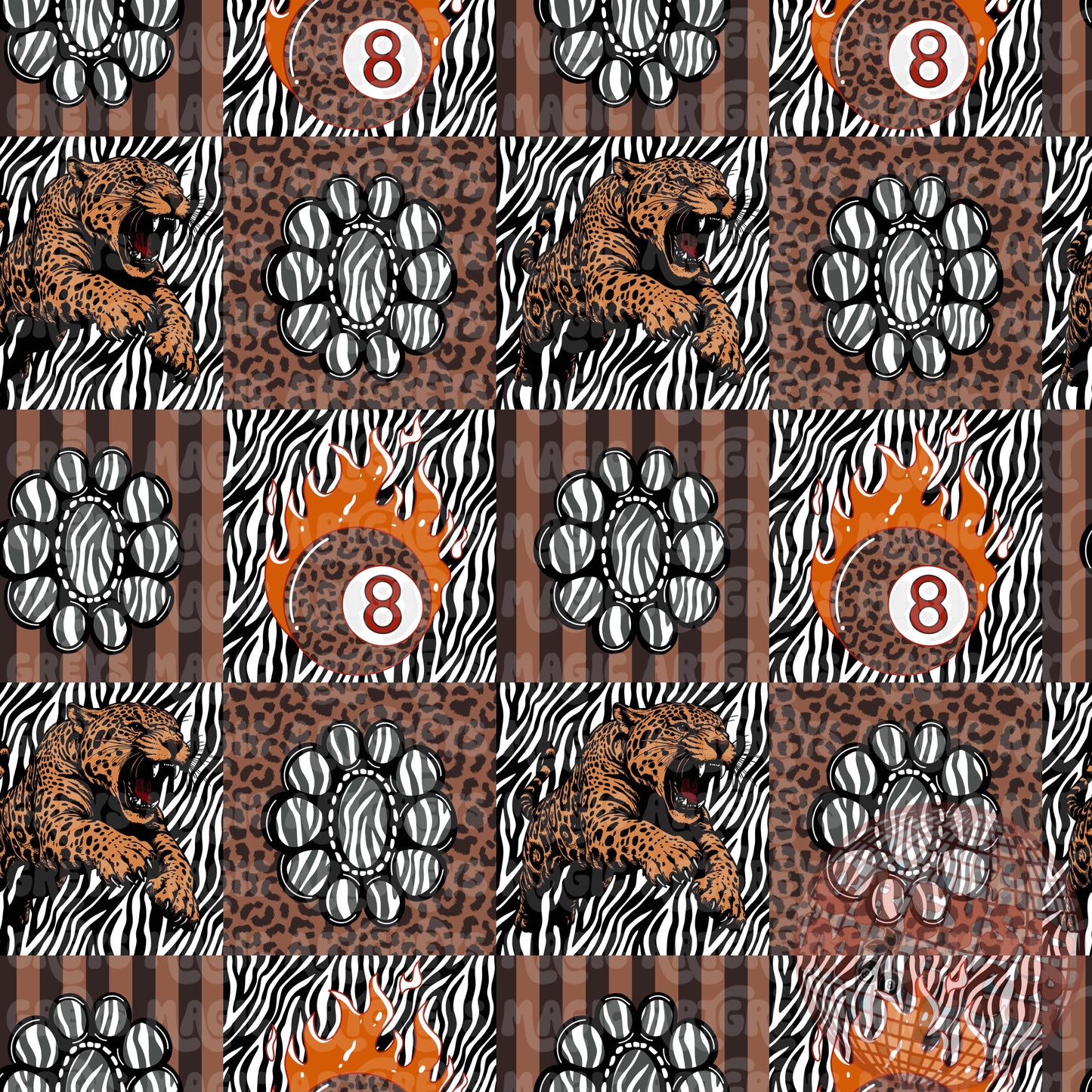 Animal Cheetah Zebra Stripes Fire 8ball Seamless File