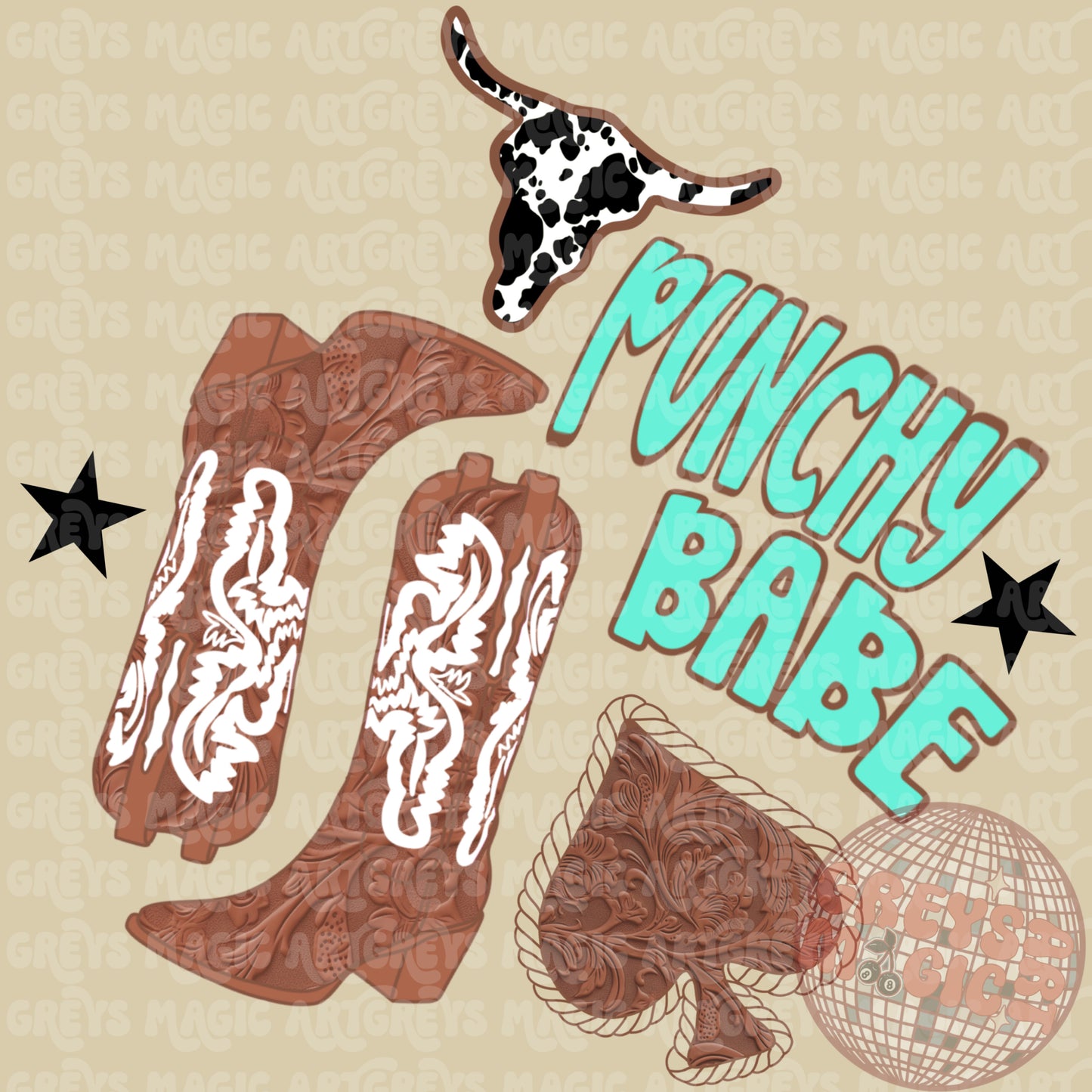Punchy Babe Boots Spades PNG