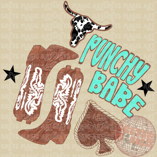 Punchy Babe Boots Spades PNG