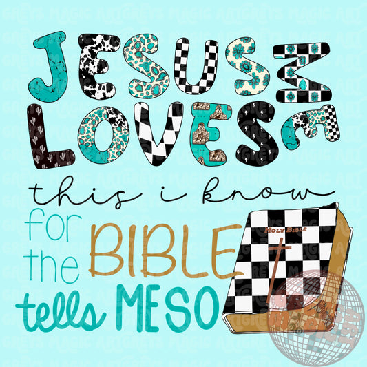 Blue Western Jesus Loves Me PNG