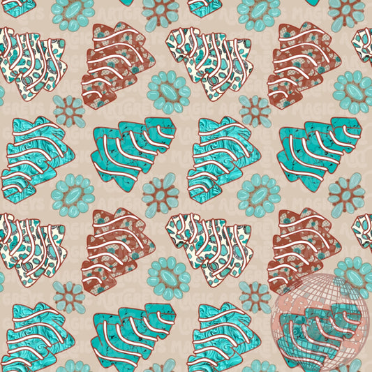 Western Christmas Tree Cakes Seamless File
