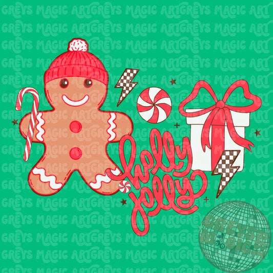 Holly Jolly Boy Gingerbread Man PNG