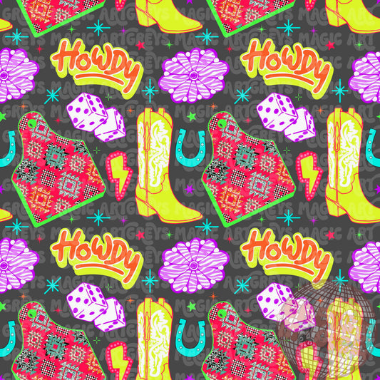 Neon Howdy Western Summer Seamless File