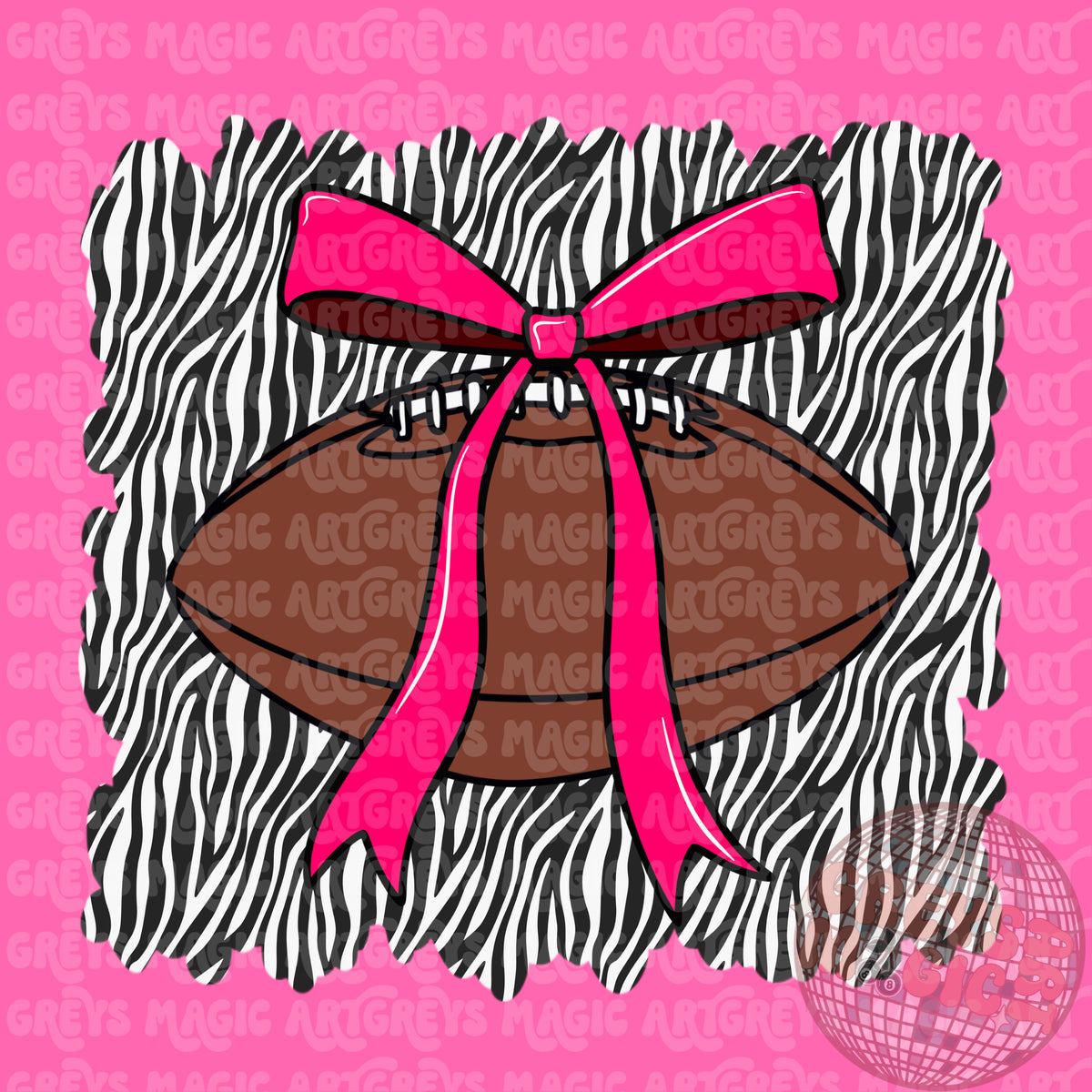 Zebra Football Bow PNG