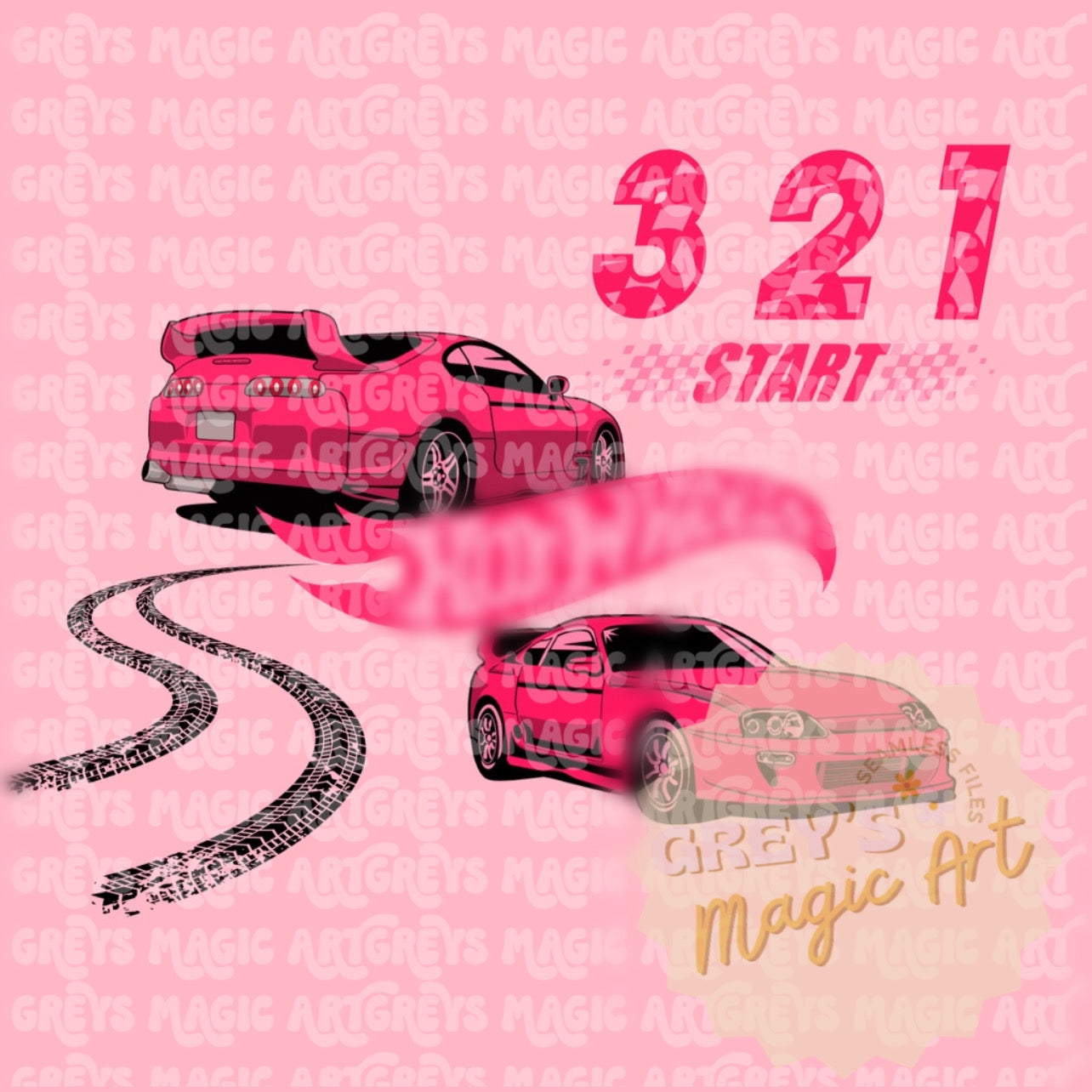 Pink Race Car PNG – Grey’s Magic Art