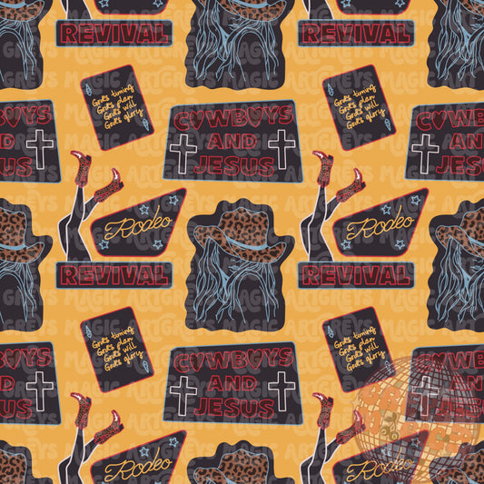 Cowboys and Jesus Yellow Seamless File