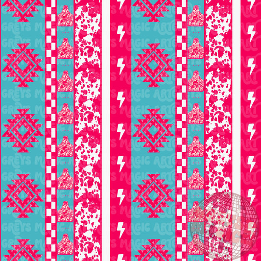 Hot Pink And Turquoise Aztec Stripes Seamless File