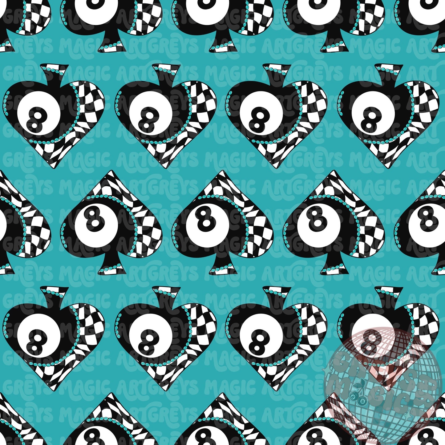 Turquoise Spades 8ball Seamless File