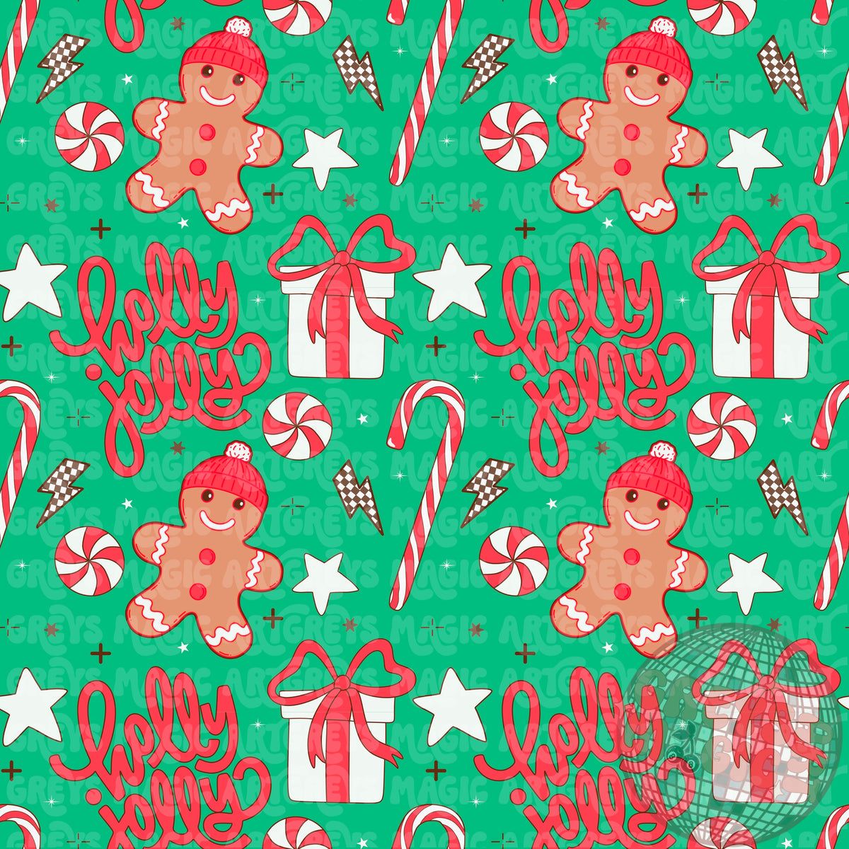 Holly Jolly Boy Gingerbread Men Seamless File