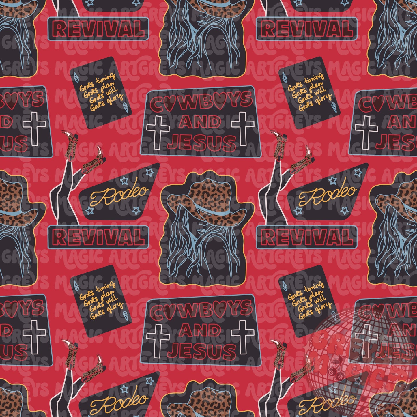 Cowboys and Jesus Red Seamless File