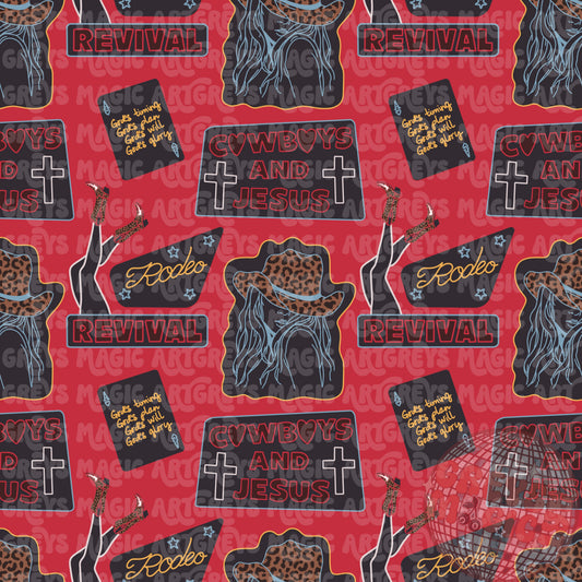 Cowboys and Jesus Red Seamless File