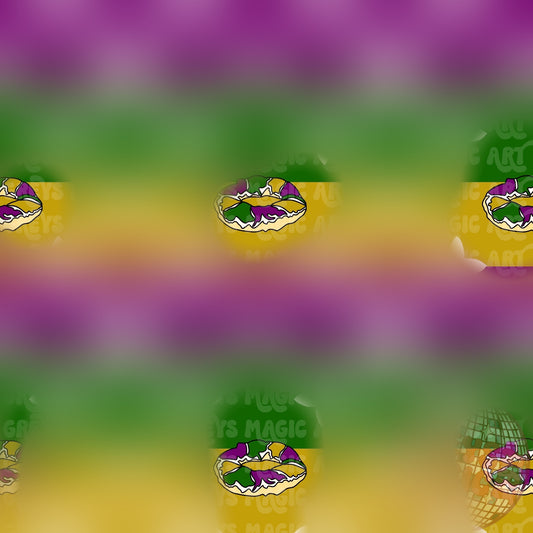Boujee Mardi Gras King Cake Striped Seamless File