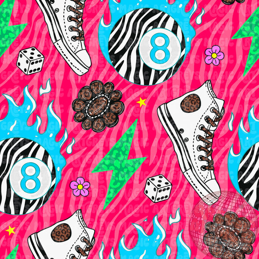 Neon Zebra Cheetah Retro 8ball Seamless File