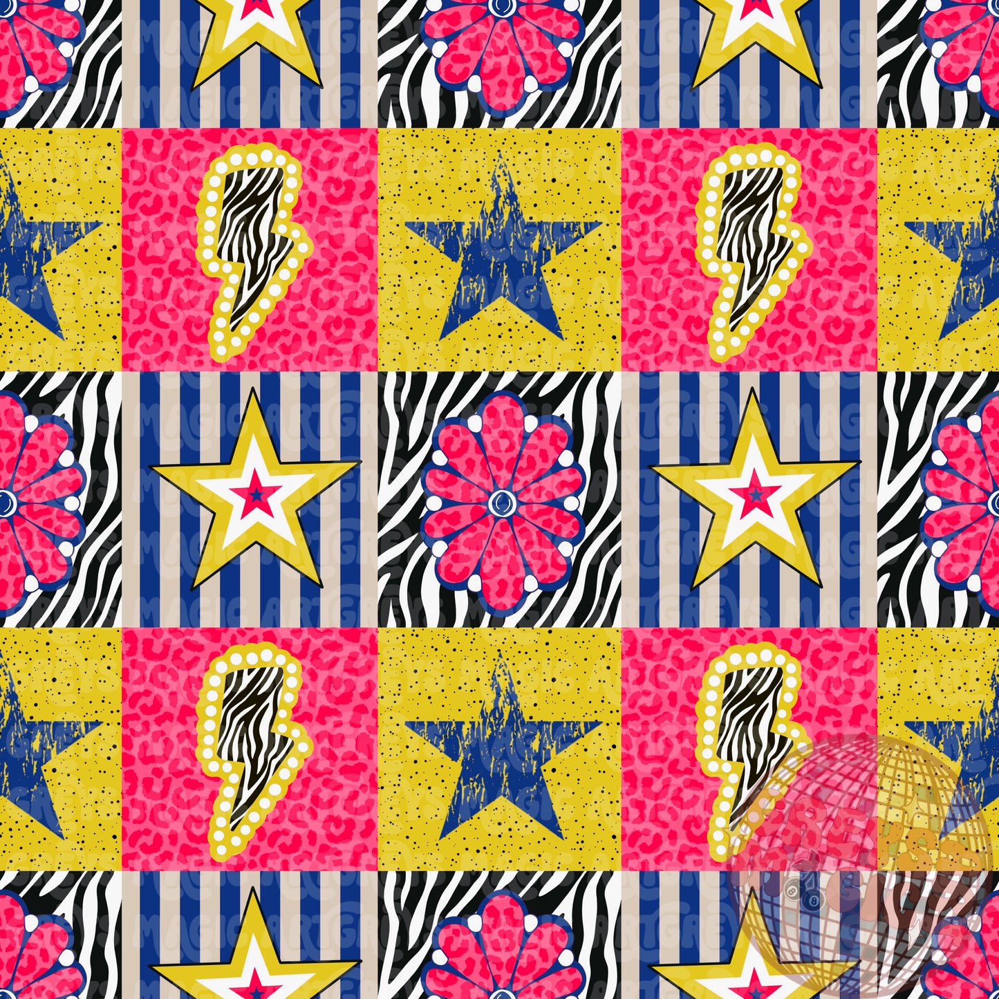 Star Conchos Neon Animal Striped Seamless File