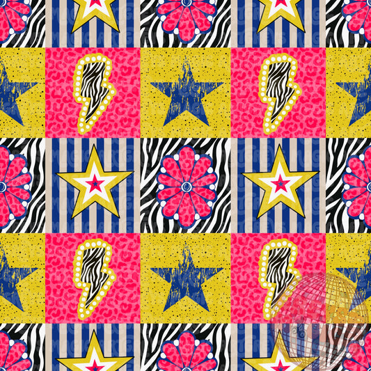 Star Conchos Neon Animal Striped Seamless File