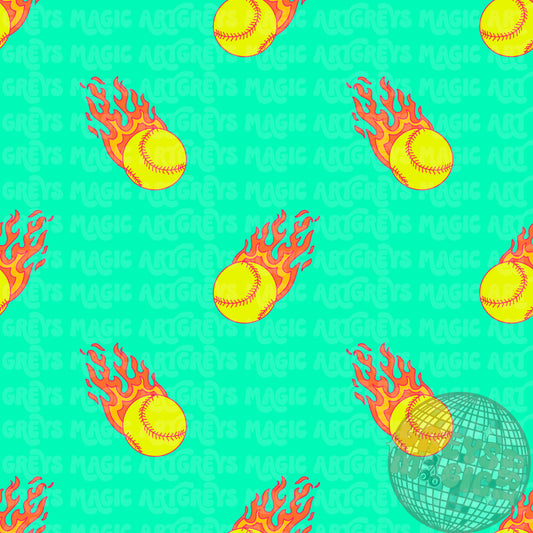 Teal Flame Softball Seamless File